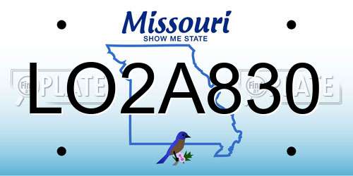 LO2A830 Missouri License Plate