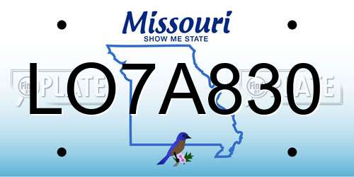 LO7A830 Missouri License Plate