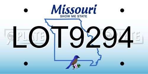 LOT9294 Missouri License Plate