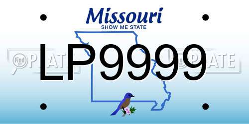 LP9999 Missouri License Plate