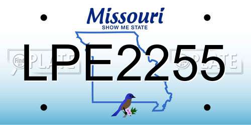 LPE2255 Missouri License Plate