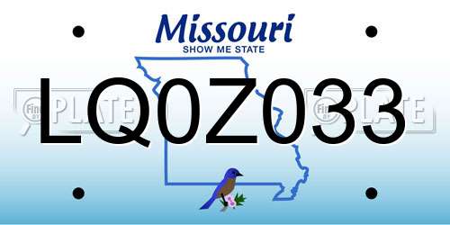 LQ0Z033 Missouri License Plate