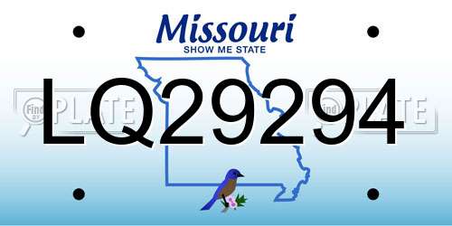 LQ29294 Missouri License Plate