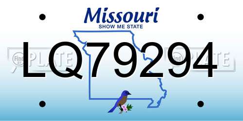 LQ79294 Missouri License Plate