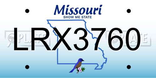 LRX3760 Missouri License Plate