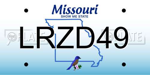 LRZD49 Missouri License Plate
