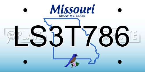 LS3T786 Missouri License Plate