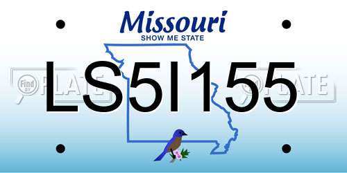 LS5I155 Missouri License Plate