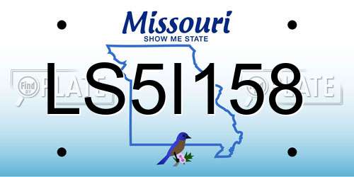 LS5I158 Missouri License Plate