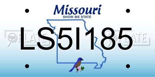 LS5I185 Missouri License Plate