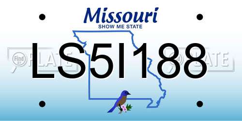 LS5I188 Missouri License Plate