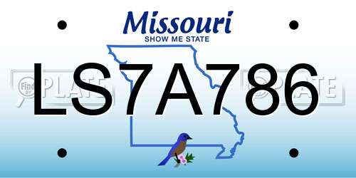 LS7A786 Missouri License Plate