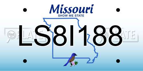LS8I188 Missouri License Plate