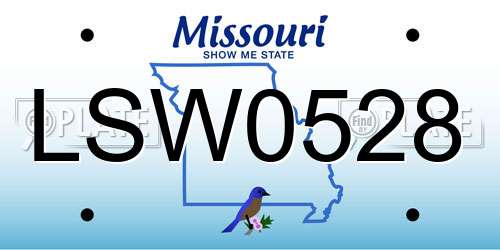 LSW0528 Missouri License Plate