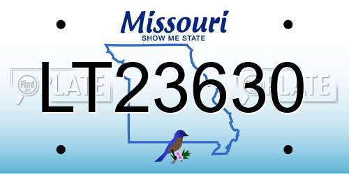 LT23630 Missouri License Plate