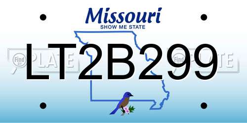 LT2B299 Missouri License Plate