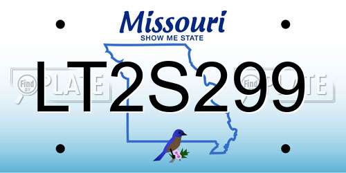 LT2S299 Missouri License Plate