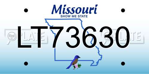 LT73630 Missouri License Plate