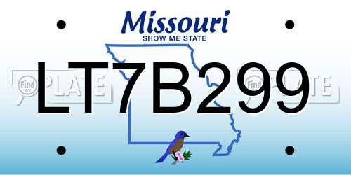 LT7B299 Missouri License Plate