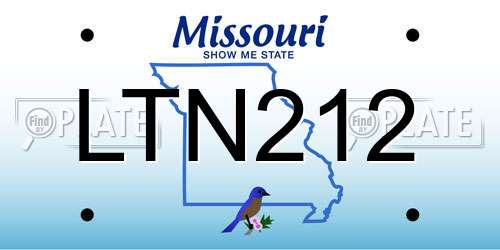 LTN212 Missouri License Plate