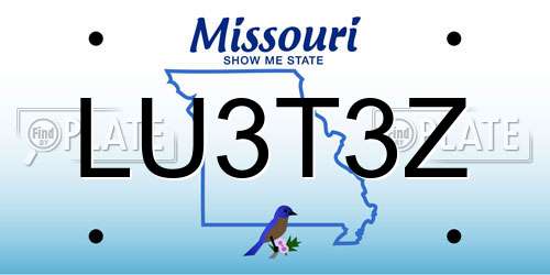 LU3T3Z Missouri License Plate