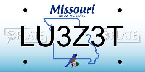 LU3Z3T Missouri License Plate