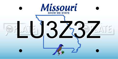 LU3Z3Z Missouri License Plate