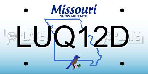 LUQ12D Missouri License Plate