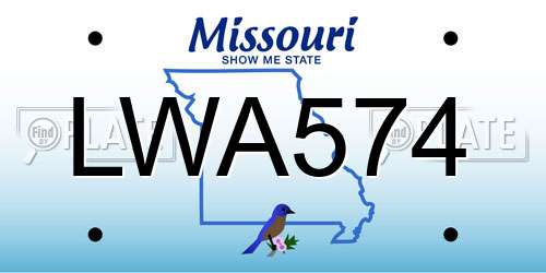 LWA574 Missouri License Plate