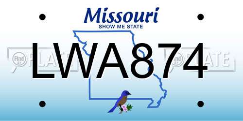 LWA874 Missouri License Plate