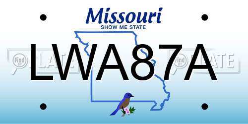 LWA87A Missouri License Plate