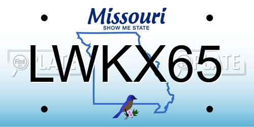 LWKX65 Missouri License Plate