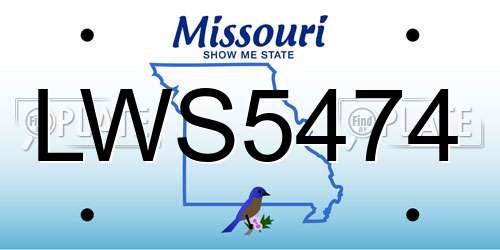 LWS5474 Missouri License Plate