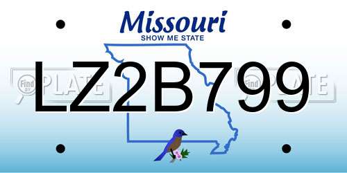 LZ2B799 Missouri License Plate