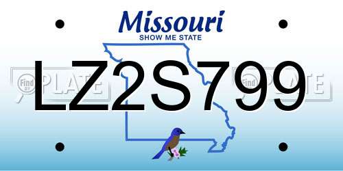LZ2S799 Missouri License Plate