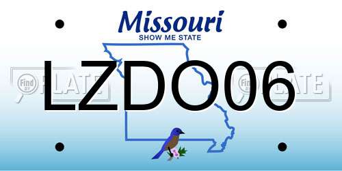 LZDO06 Missouri License Plate