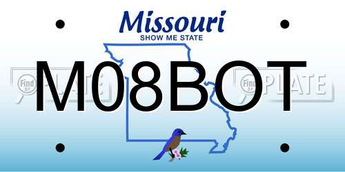 M08BOT Missouri License Plate