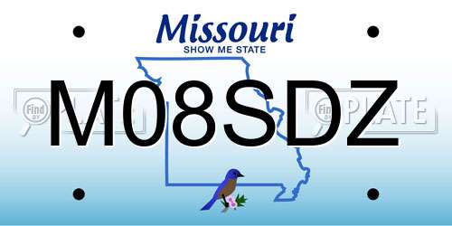 M08SDZ Missouri License Plate