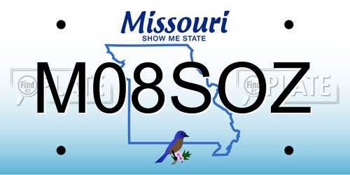 M08SOZ Missouri License Plate