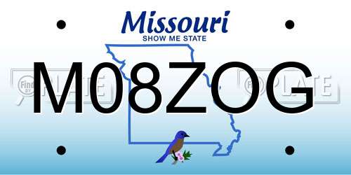 M08ZOG Missouri License Plate