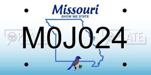 M0J024 Missouri License Plate