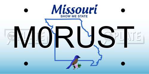 M0RUST Missouri License Plate