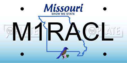 M1RACL Missouri License Plate