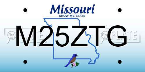 M25ZTG Missouri License Plate