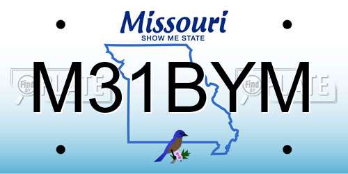 M31BYM Missouri License Plate