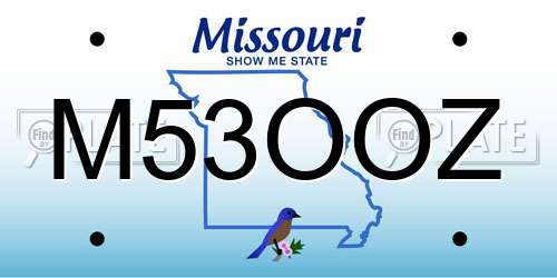 M53OOZ Missouri License Plate
