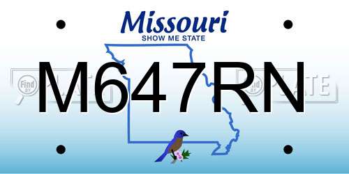 M647RN Missouri License Plate