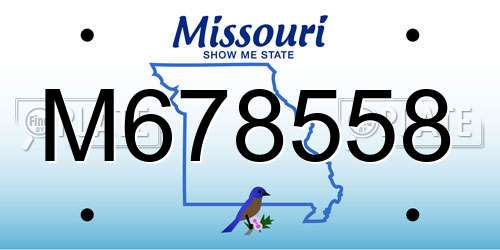 M678558 Missouri License Plate