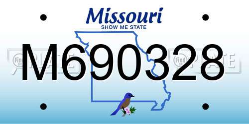 M690328 Missouri License Plate