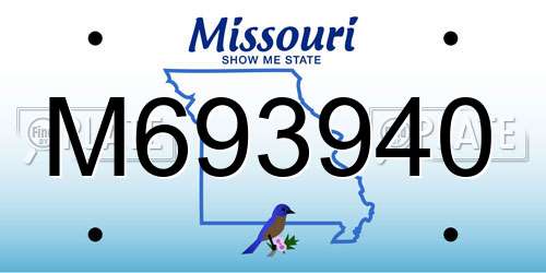 M693940 Missouri License Plate